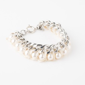 LIGIA DIAS - Bracelet chaîne, ruban et perles