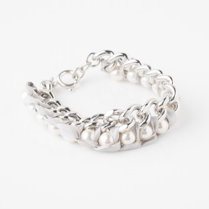 LIGIA DIAS -@ Bracelet chaîne, ruban et perles